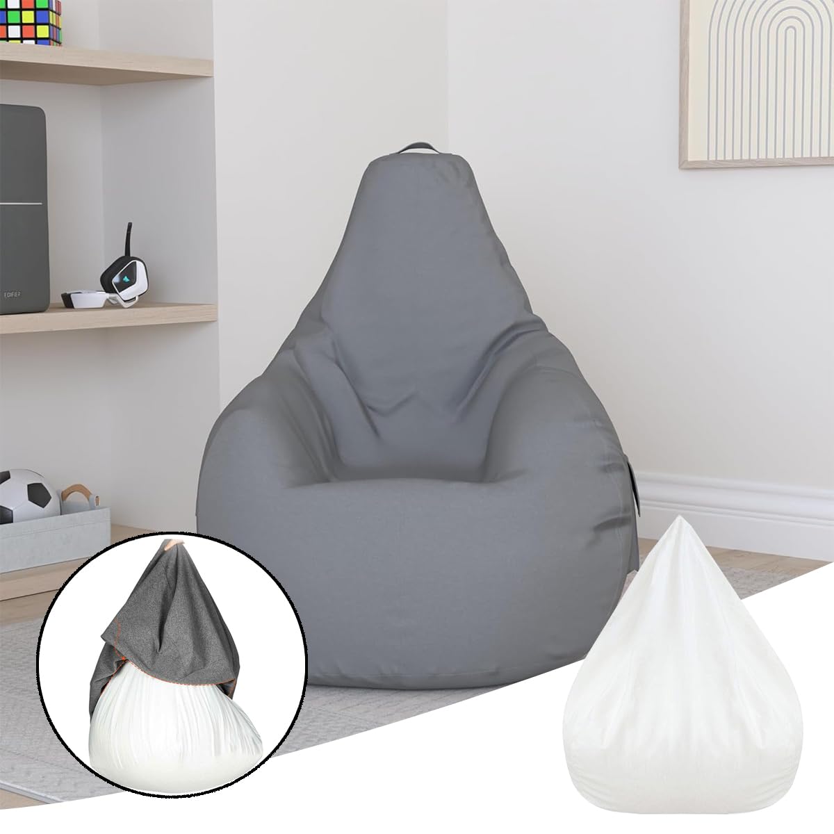 Huba 1 x Innenbezug für Sessel, 80 x 90 cm, für Sitzsack, Innenbezug, Faulenzersofa mit Reißverschluss für DIY Faulenzerbeutel ohne Füllung