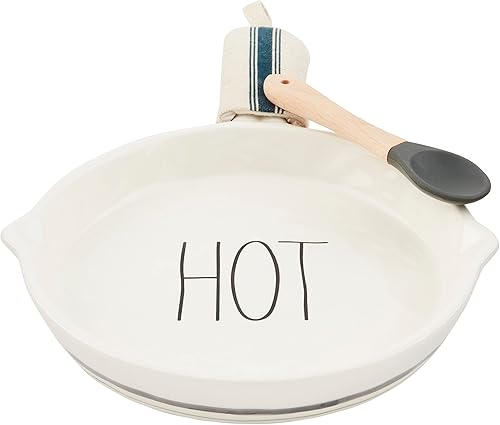 Miniatura 1 de Mud Pie Bistro Pan Holder Set, sartén 11 12" x 8" (de) diámetro, BLANCO