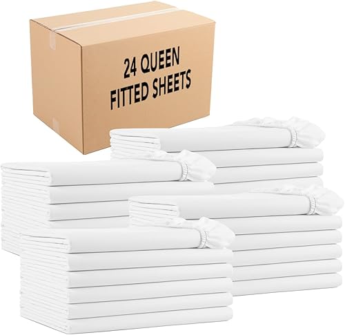 Miniatura 10 de Arkwright Sábanas bajeras a granel tamaño matrimonial, paquete de 6, sábanas inferiores de mezcla de algodón suave solo con bolsillo profundo, ropa