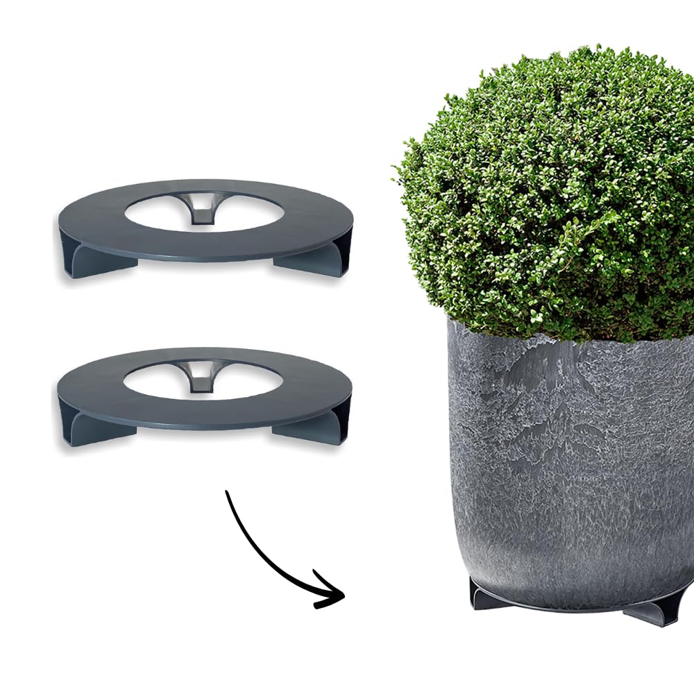 Lot De 2 Dessous De Pots De Fleurs Terraced - Diamètre 27 Cm - Anthracite - Plastique Recyclé - Fabriqué En Allemagne