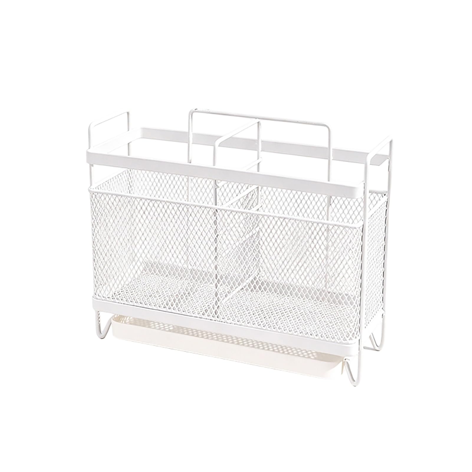 Glifora Utensil Storage Rack - with Divided Compartments Organiser, Drainage Holes Design Rack for Kitchen Countertop