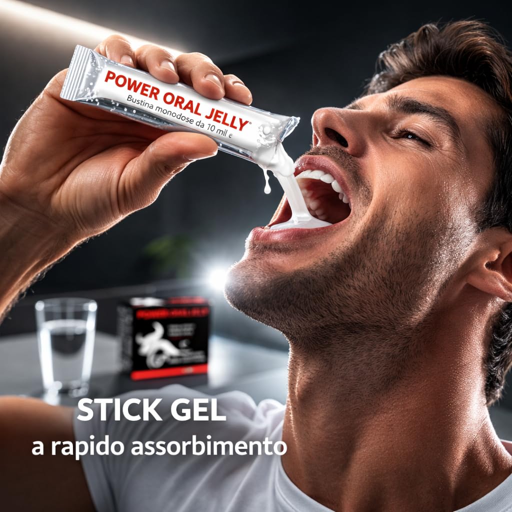 POWER Oral Jelly arginina alta titolazione in bustine monodose con Taurina, Arginina, Citrullina, Maca, Ginseng e Ginkgo Biloba, formulato per supportare aumentati fabbisogni nutrizionali