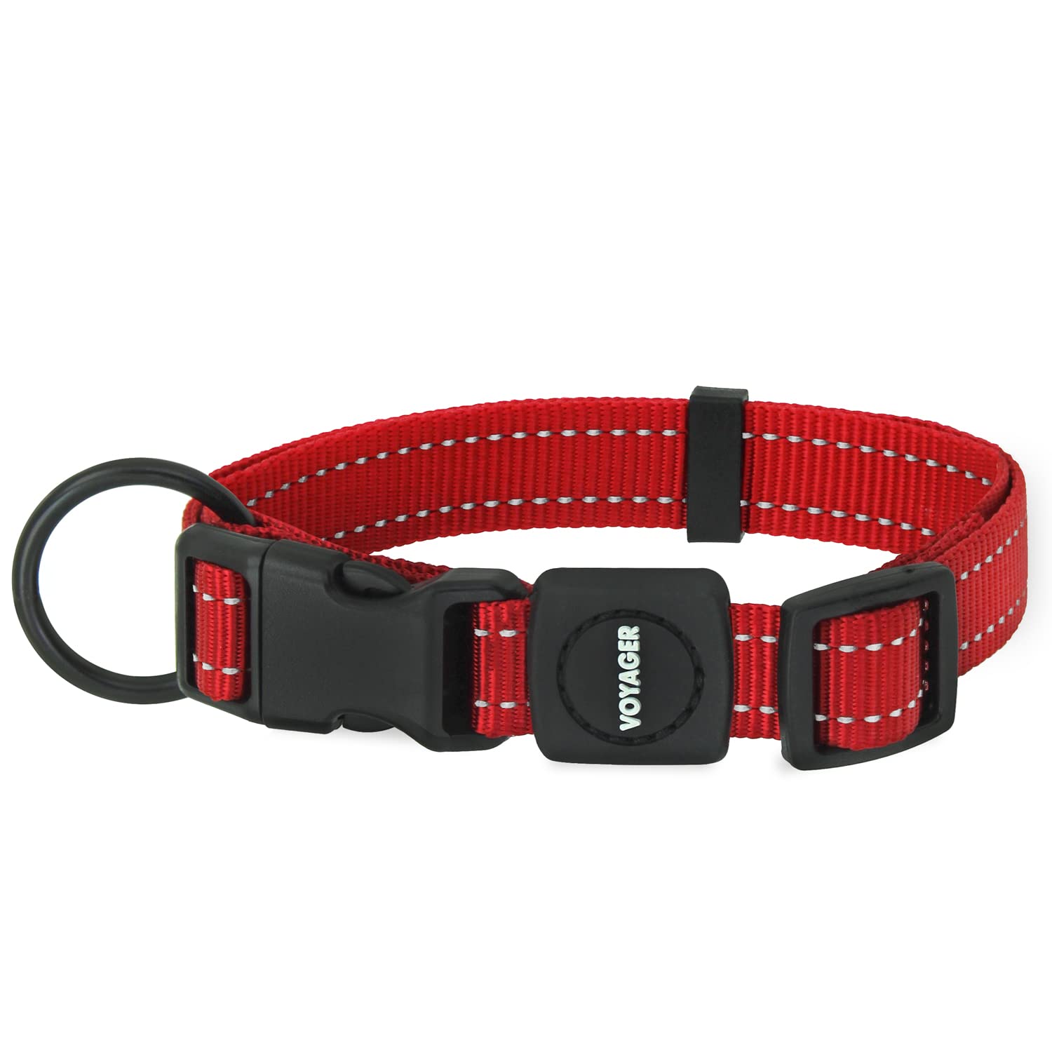 Best Pet Supplies Reflective Dog Collar with Adjustable Length, Heavy-Duty Buckle, and Strong Leash D-Ring, Training, Walking