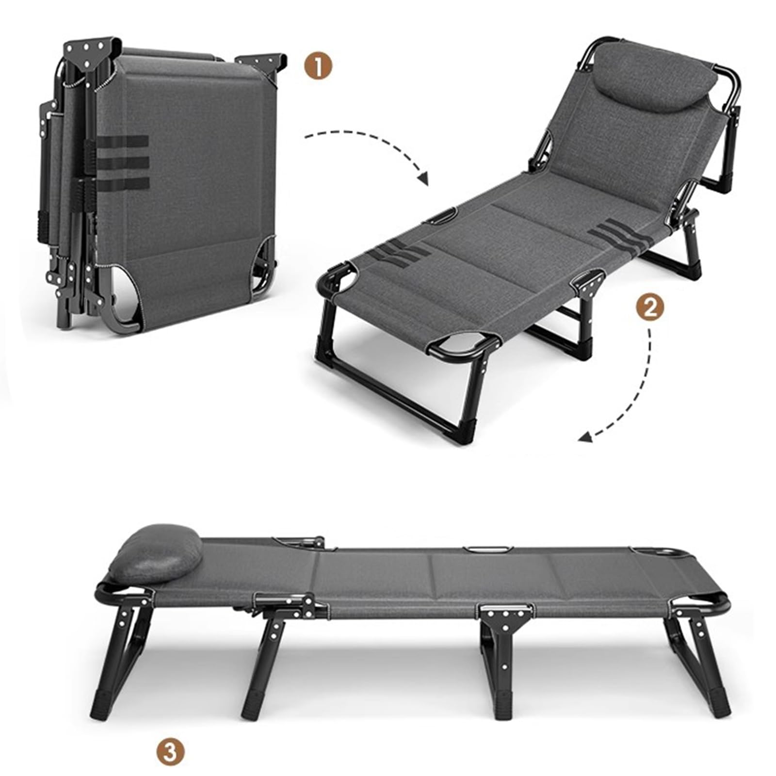 Łóżka Polowe dla Dorosłych z Materacem, Rozkładana Sofa z Poduszką, łóżko Polowe, Krzesło Oszczędzające Miejsce z Grubą Podkładką, do Biura, na Kemping i do Użytku Domowego