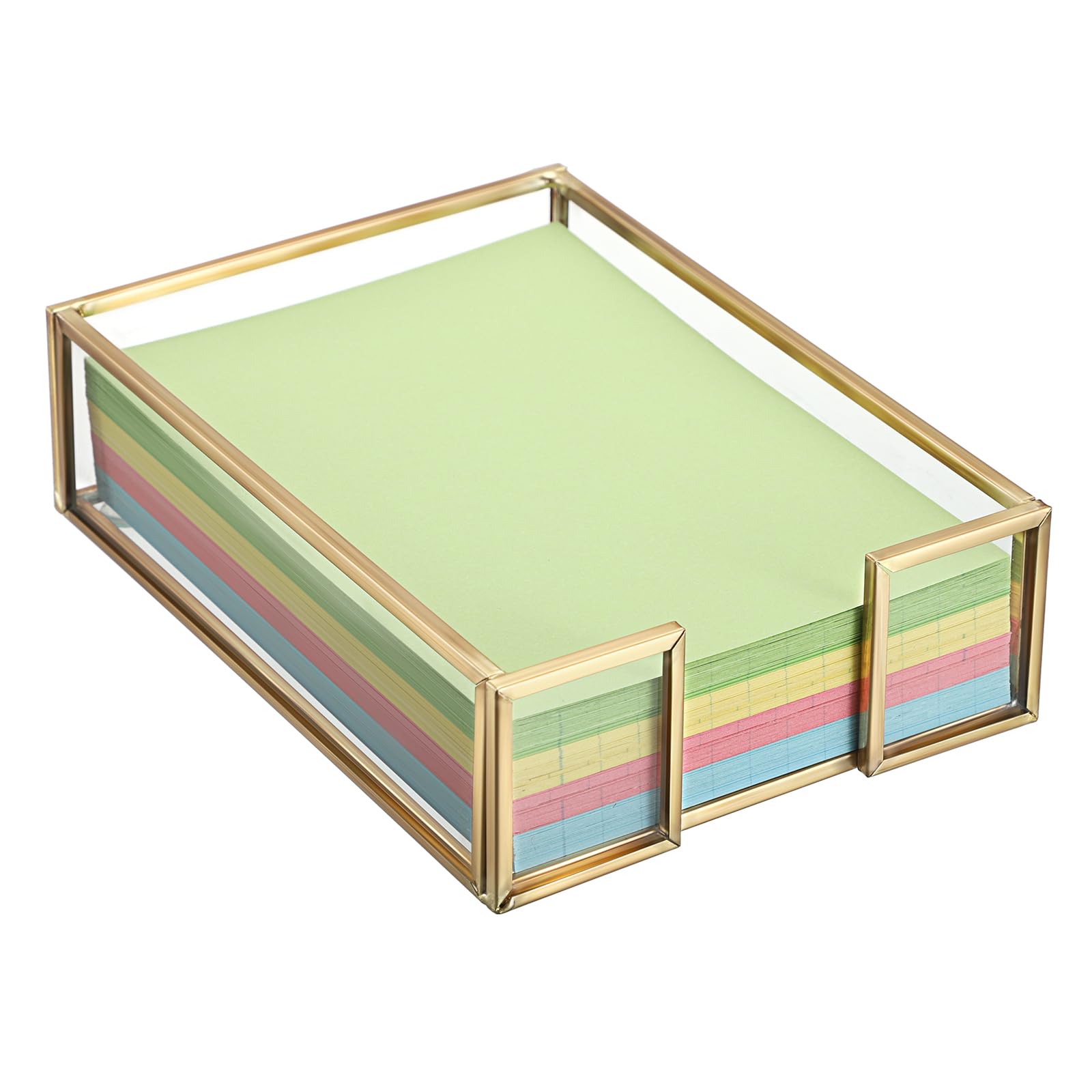 Golden Glass Sticky Note Holder - Desk Organizer -12 Golden Glass Sticky Note Holder - Desk Organizer -12