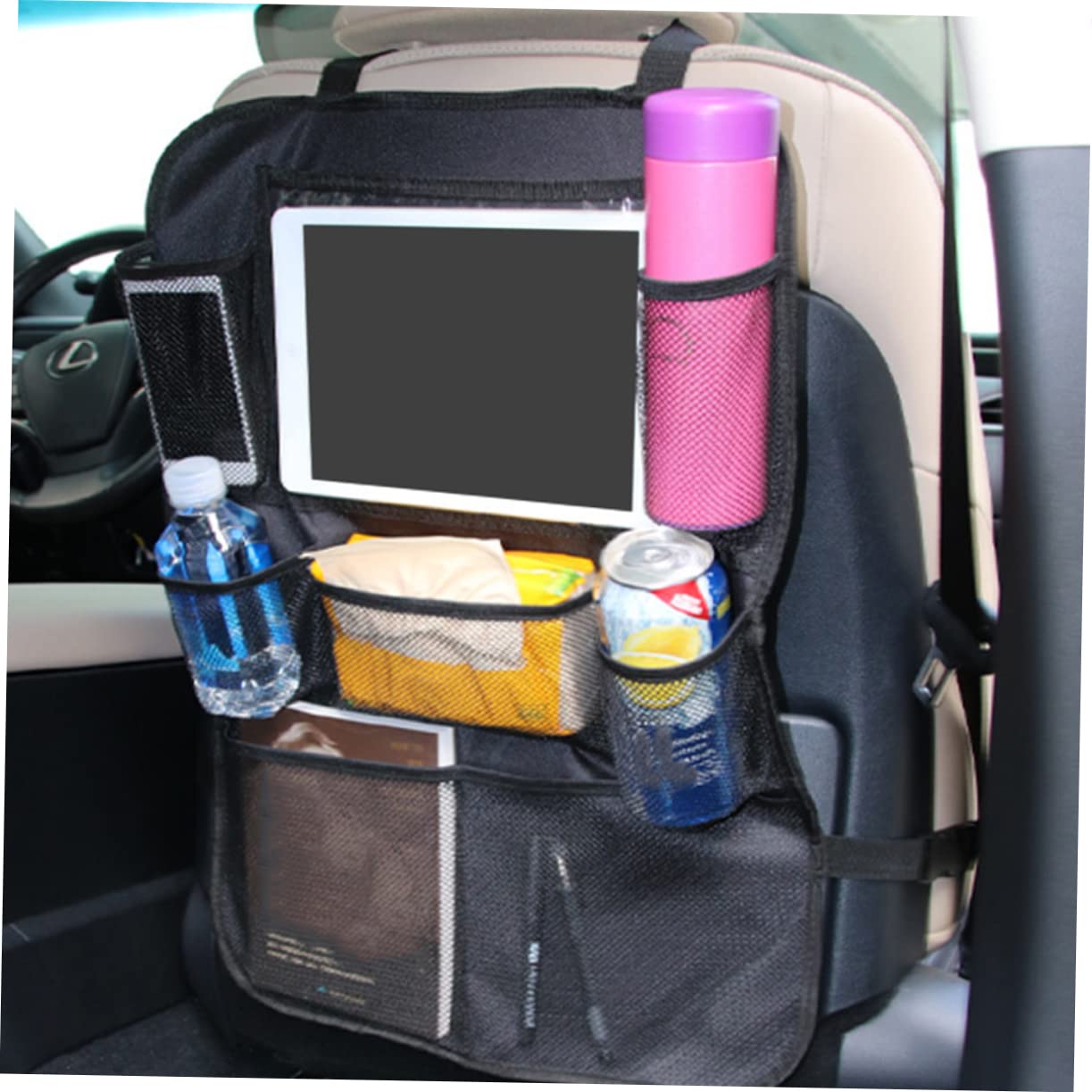 Mikinona Organizer per Seggiolino Auto Sedile Posteriore 2 Pezzi Multi-tasca Pieghevole per Smartphone Portafogli e Accessori Organizer per Auto Borse da Viaggio