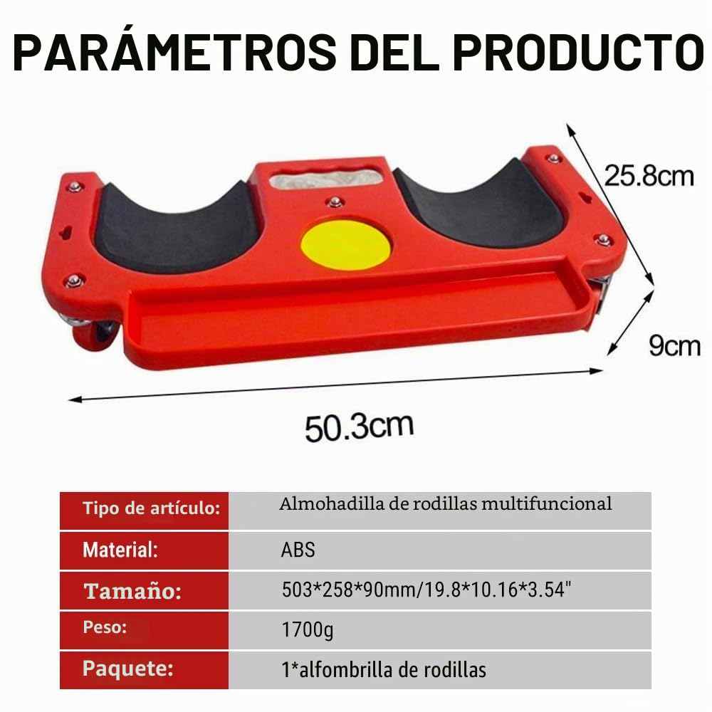Rodilleras con Ruedas, Protector de Rodilleras Deslizantes, 5 Ruedas Giratorias, Soporte de Bandeja de Herramientas para Mecánico Carpintero Pisos