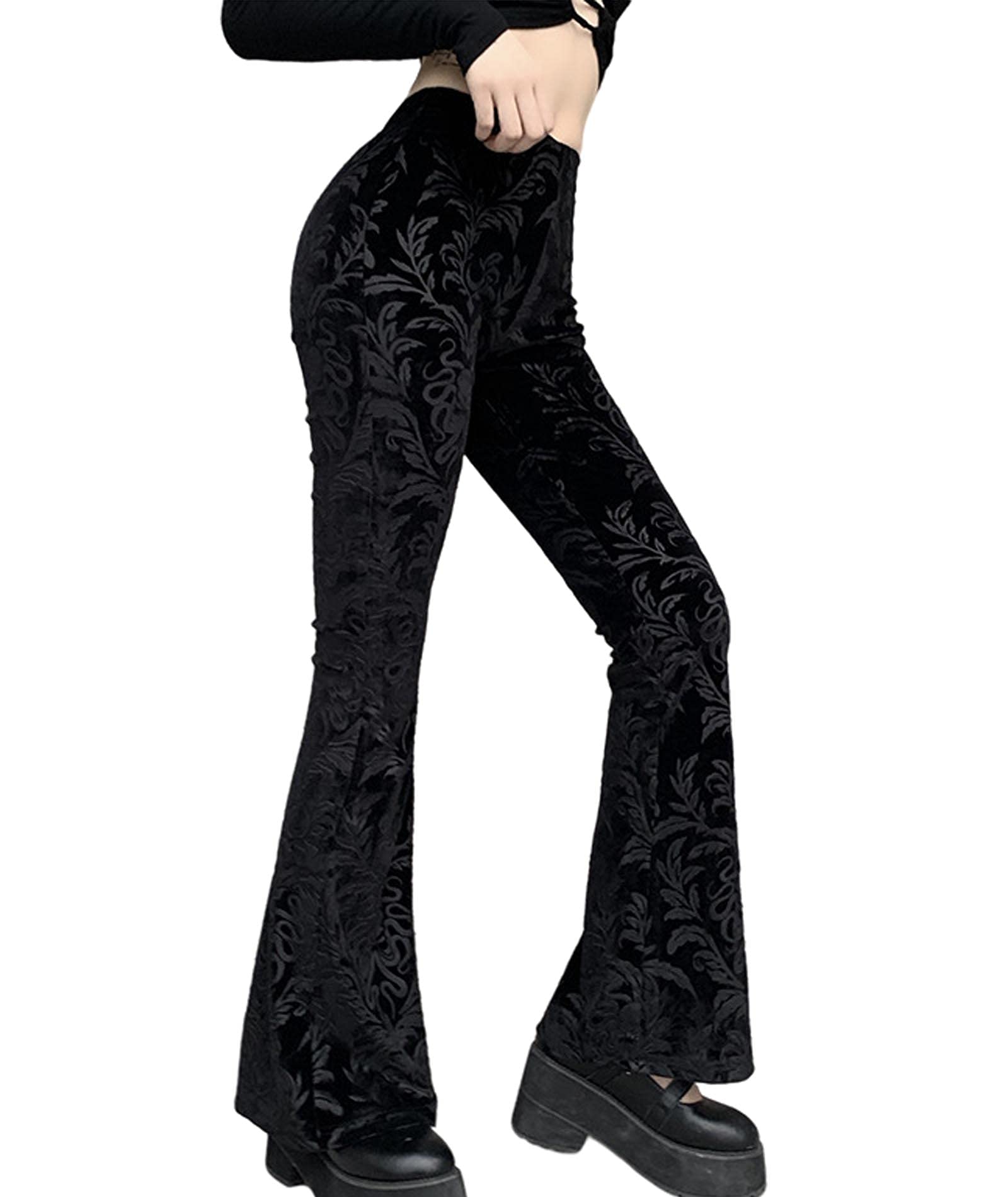 Medium Black Velvet patterned pants