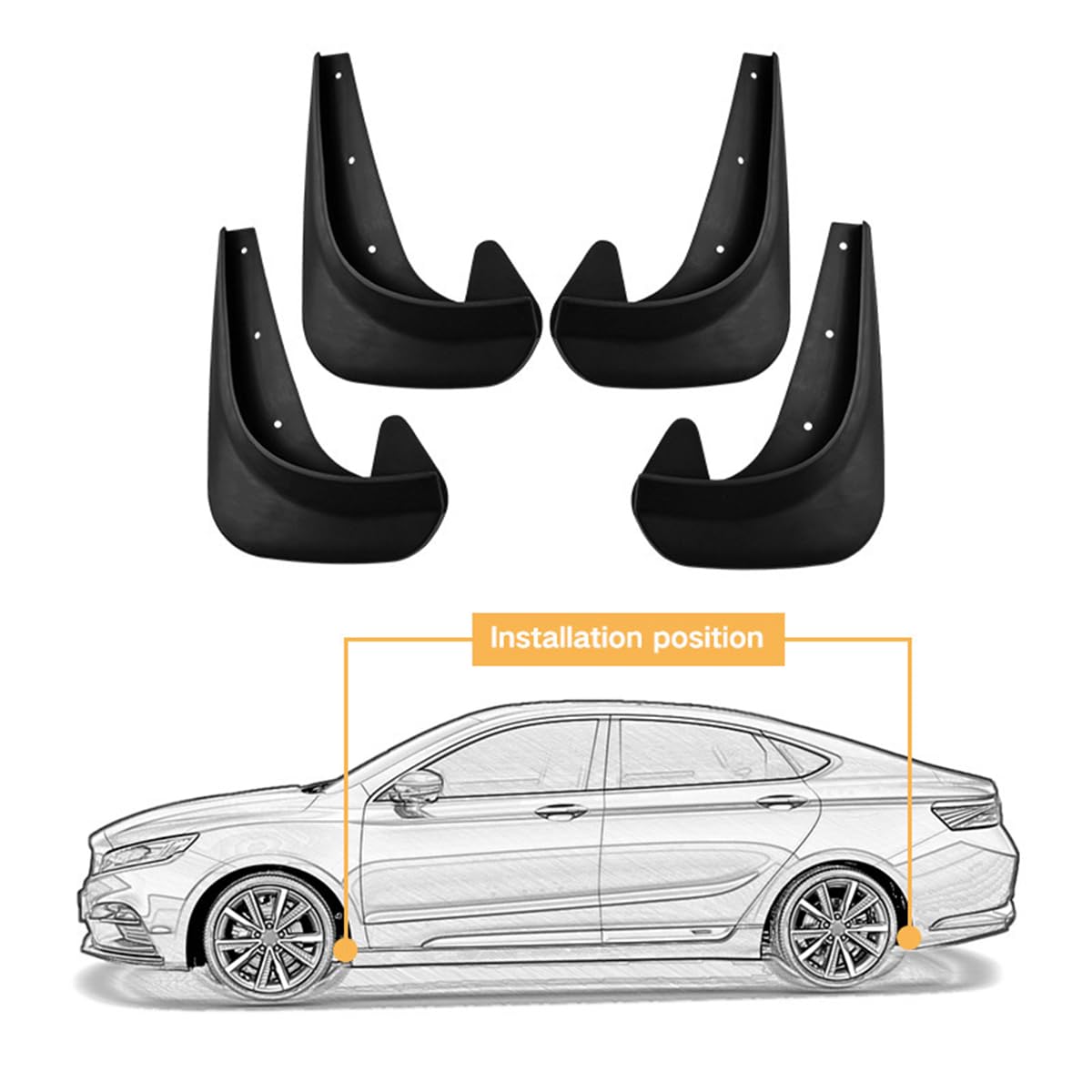 4 pièces Larges bavettes pour Peugeot Partner 2008-2018/Peugeot Partner 2019-2025 2026, Bavettes pour Auto Garde-Boue pièges Sales élargisseurs d'ailes avec Clips