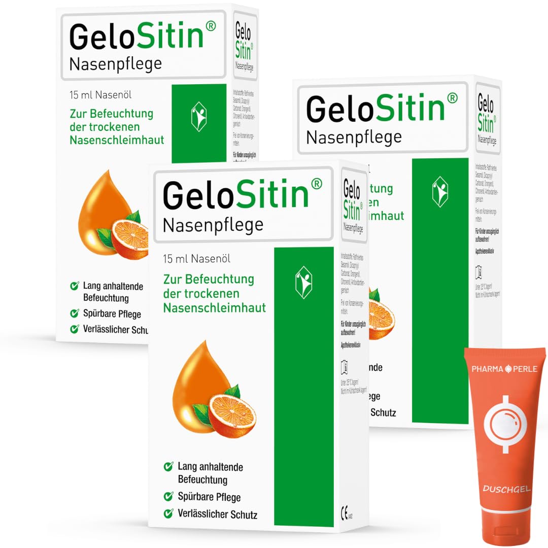 Nasenpflege Nasenöl 3x 15ml I zur Befeuchtung der trockenen Nasenschleimhaut I Bei Krusten- und Borkenbildung I Sesamöl I Spar-Set plus Pharma Perle give-away (3x 15ml)