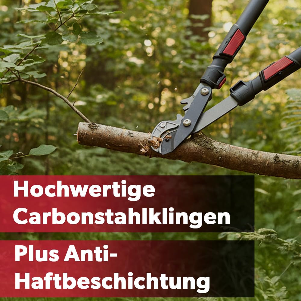 Siwitec Teleskop Bypass Getriebeastschere SG-21, Baumschere für frisches Holz bis Ø 40 mm, Kohlenstoffstahl, Länge 66-92 cm