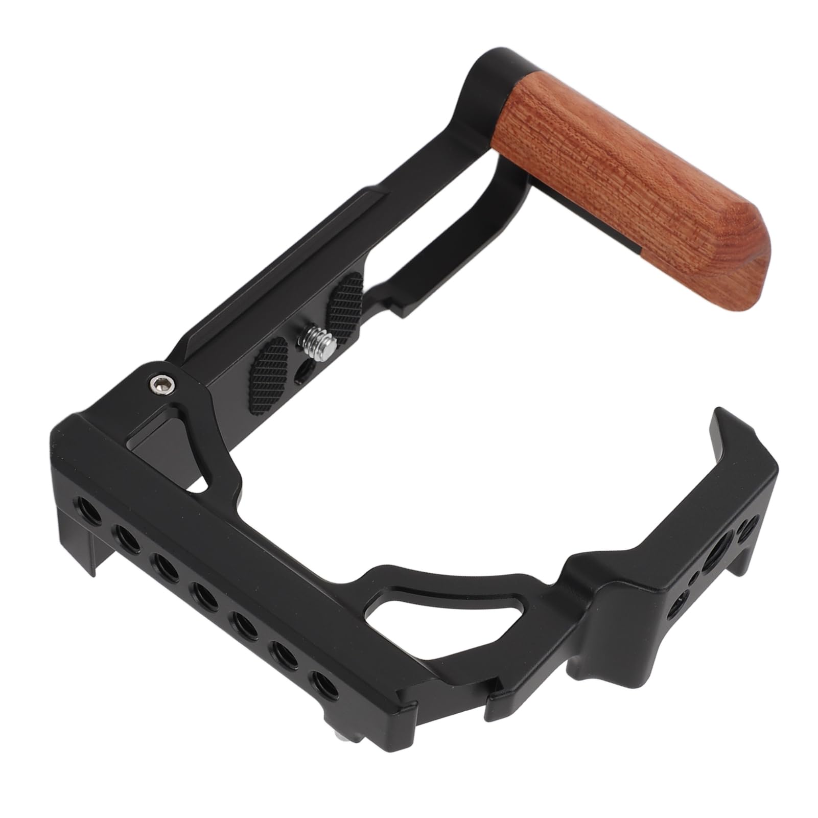 TOPINCN Gabbia per Fotocamera in Lega di Alluminio per ZFC con Manico in Legno Design Antiscivolo Configurazione Rapida per Operatori Video (BLACK)