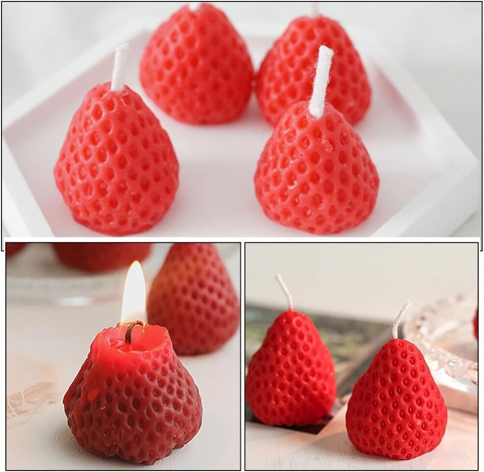 Strawberry Shaped Scented Candles, Red Mini Soy Wax Fruit Aroma Decorative Candles, Realistic Strawberry Design for Bedroom, Bathroom, Parties, Table Décor, Photo Props, Birthday Gifts - Image 5