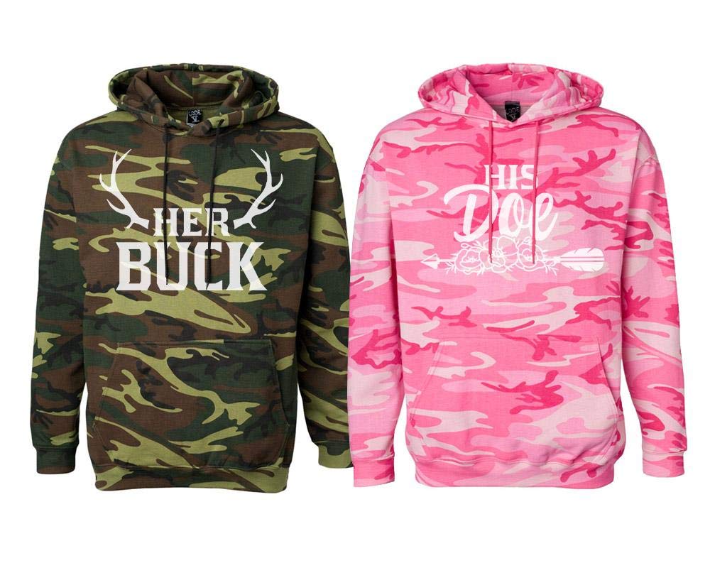 Her Buck His Doe Couples Matching Duo Hoodie Sweatshirt Unisex