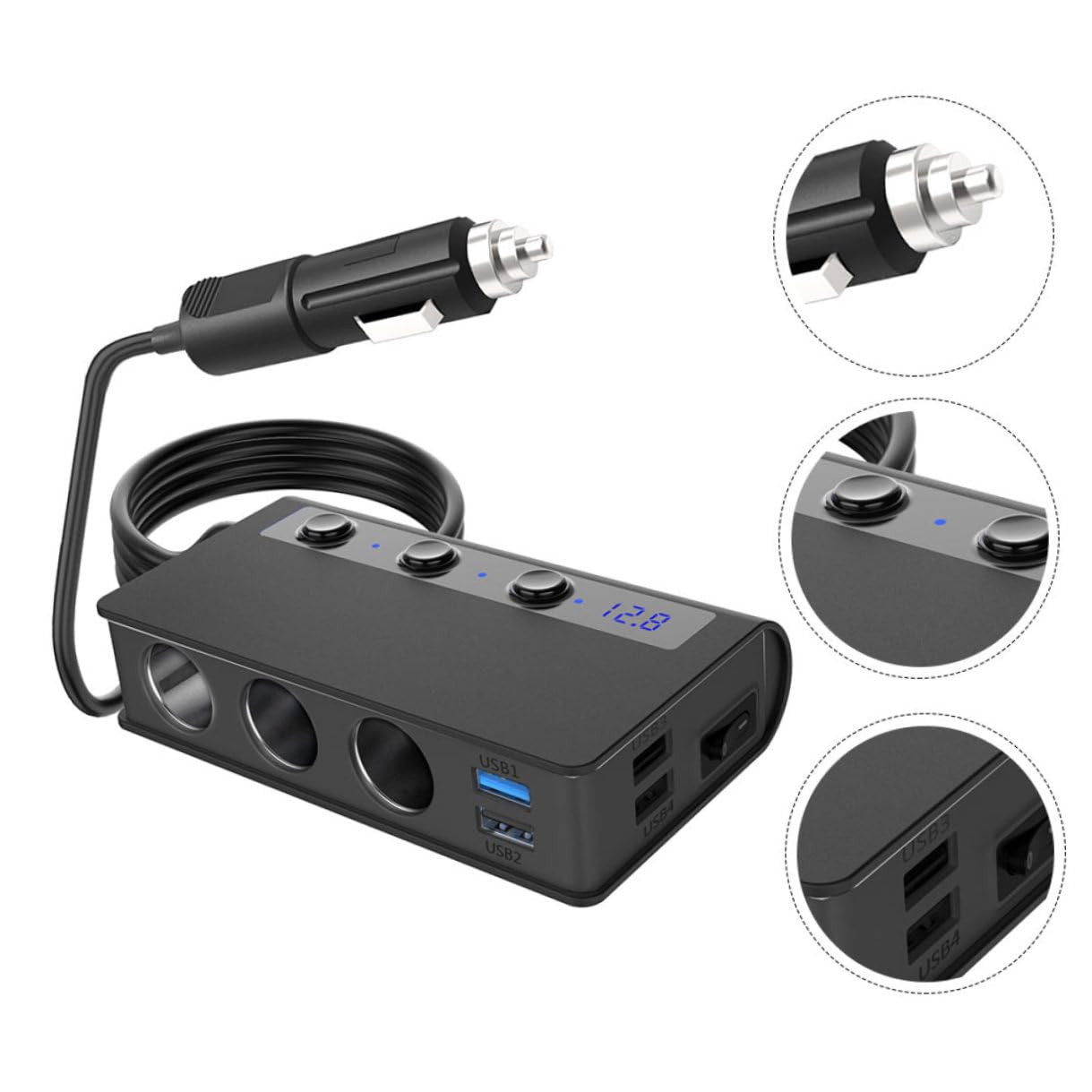 Adattatore Accendisigari Porte con USB Caricatore Auto per Smartphone Tablet e Dispositivi Elettronici Sicurezza con Protezione Cortocircuito e Sovratensione