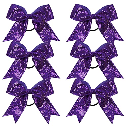 Nœud pom-pom girl violet de 15,2 cm idéal pour les fêtes de fin d'année et galas
