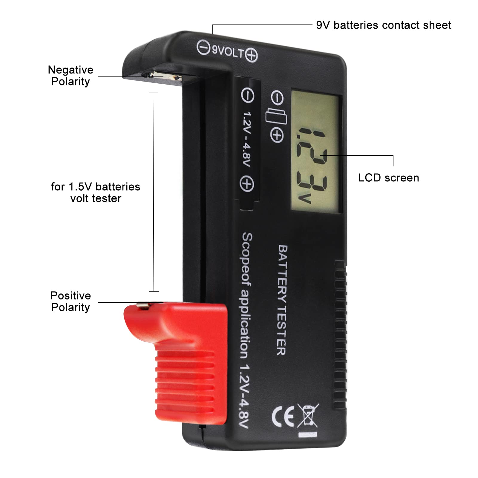 Digitale Batteria Tester Universale per AA/AAA/C/D/9V/1.5V Batterie a Bottone