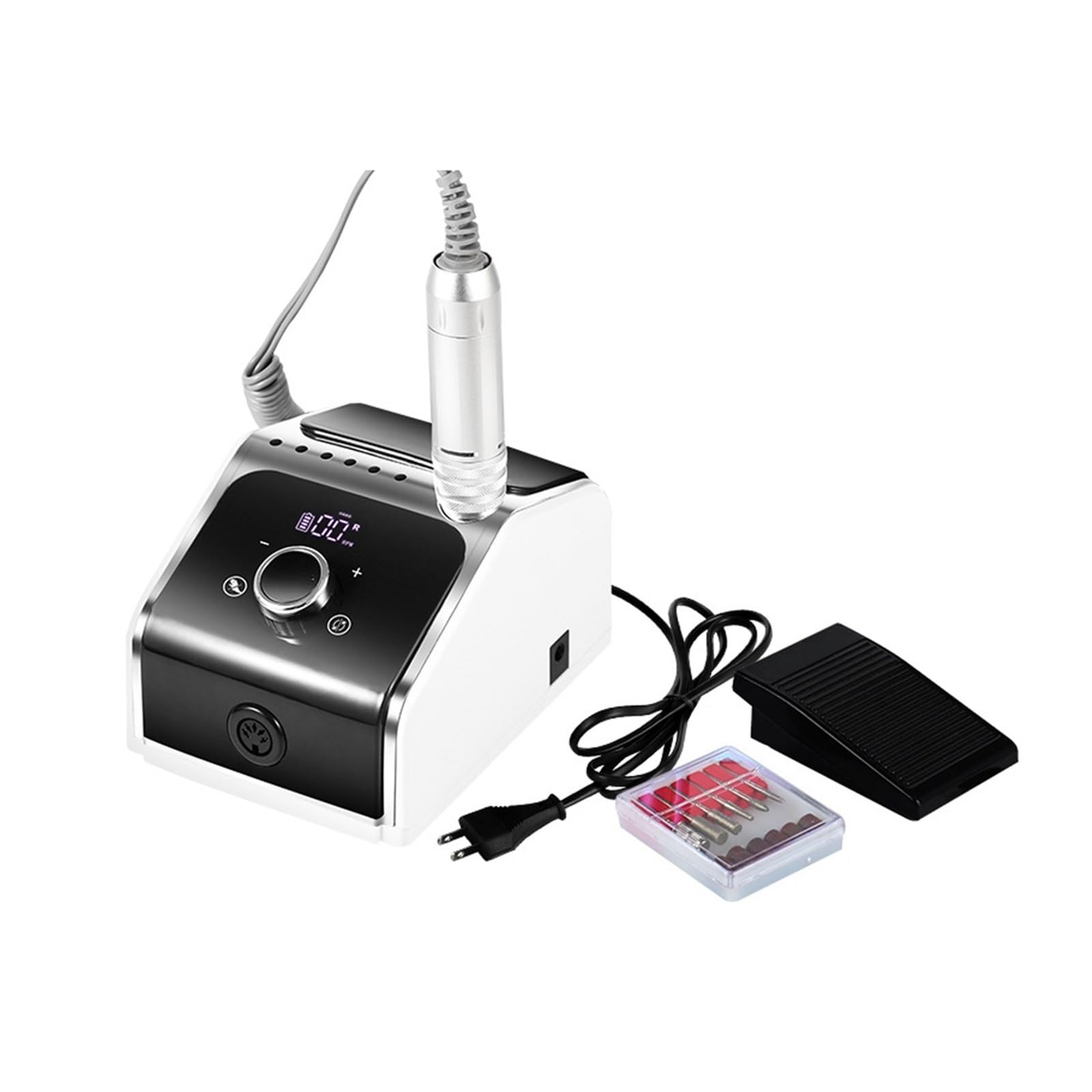 Frezarka do paznokci, 35000RPM elektryczna wiertarka do paznokci, akumulator zestaw frezów do manicure, pilniki do paznokci wiertła do żelu, narzędzie do zdobienia paznokci(Wit)