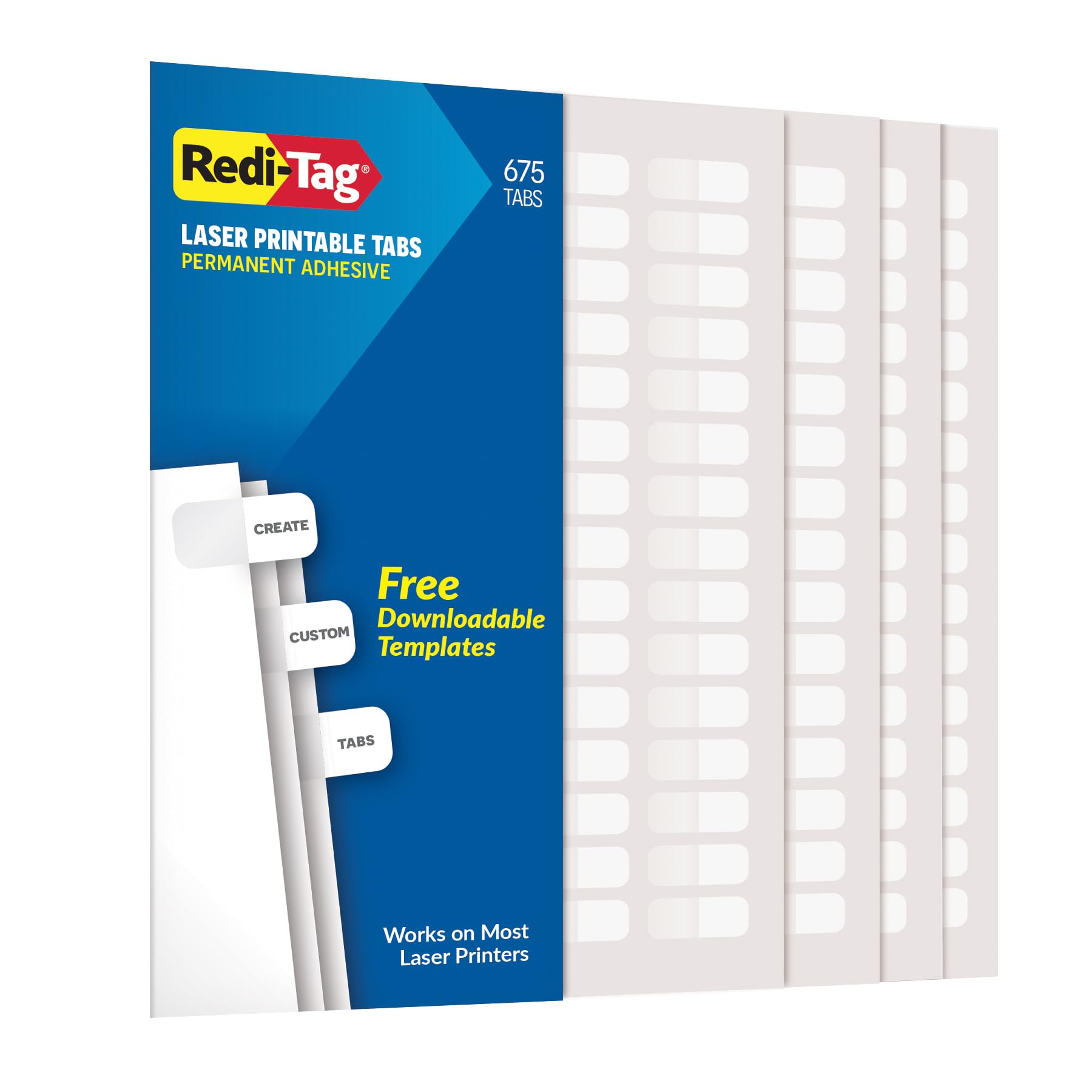 Redi-tag Laser Printable onglets, 11 x 25,4 mm (7/16 x 1") - 675 index blanc