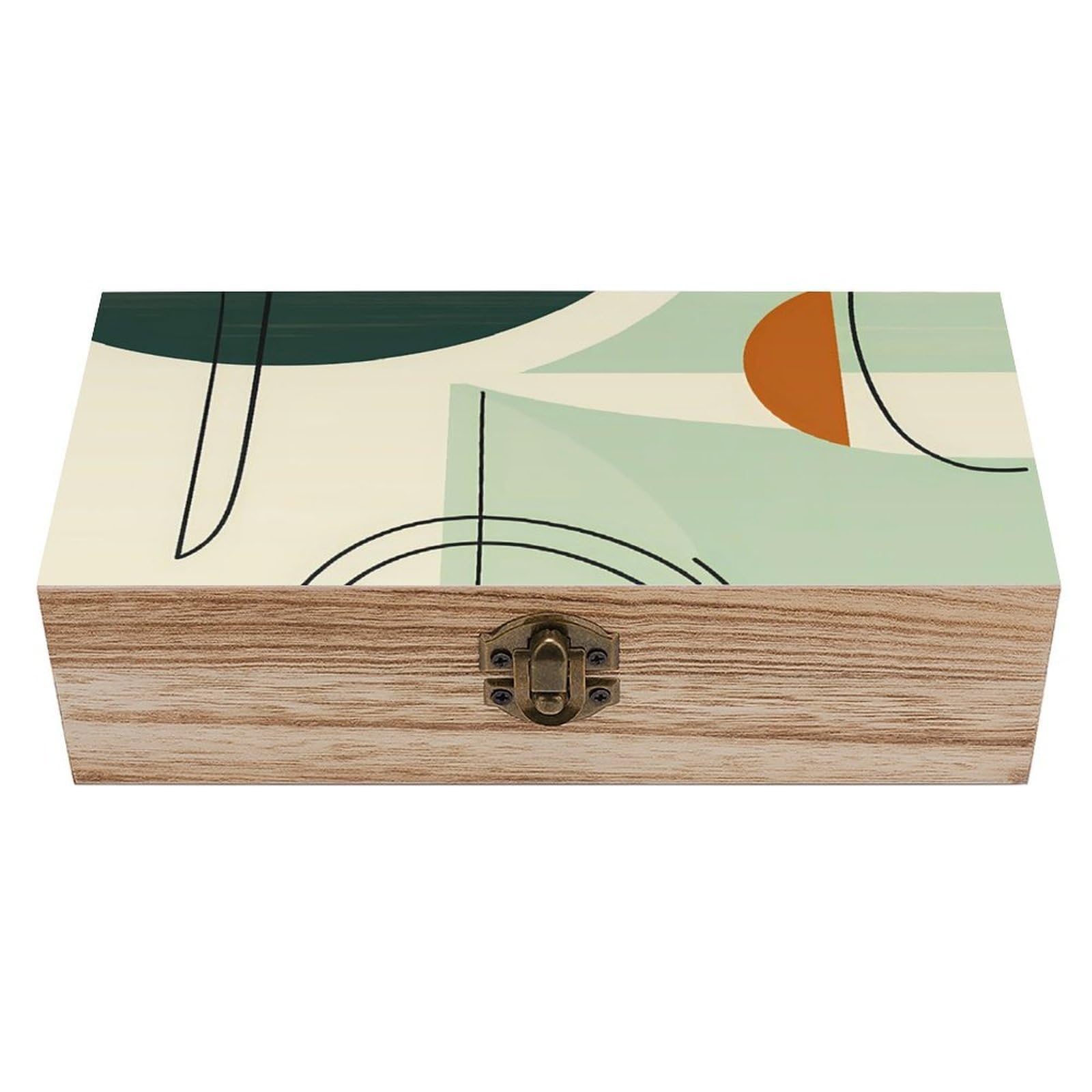 HLBSDM Mid Century Modern Abstract Pattern Retro Wooden Storage Box Jewelry Art Gift Boxs Decorative Keepsake Boxes