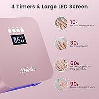 Vista 7 de Lavinda Lámpara de uñas de 48 W, luz UV inalámbrica recargable para uñas de gel, secadora de uñas LED con sensor automático, 4 ajustes