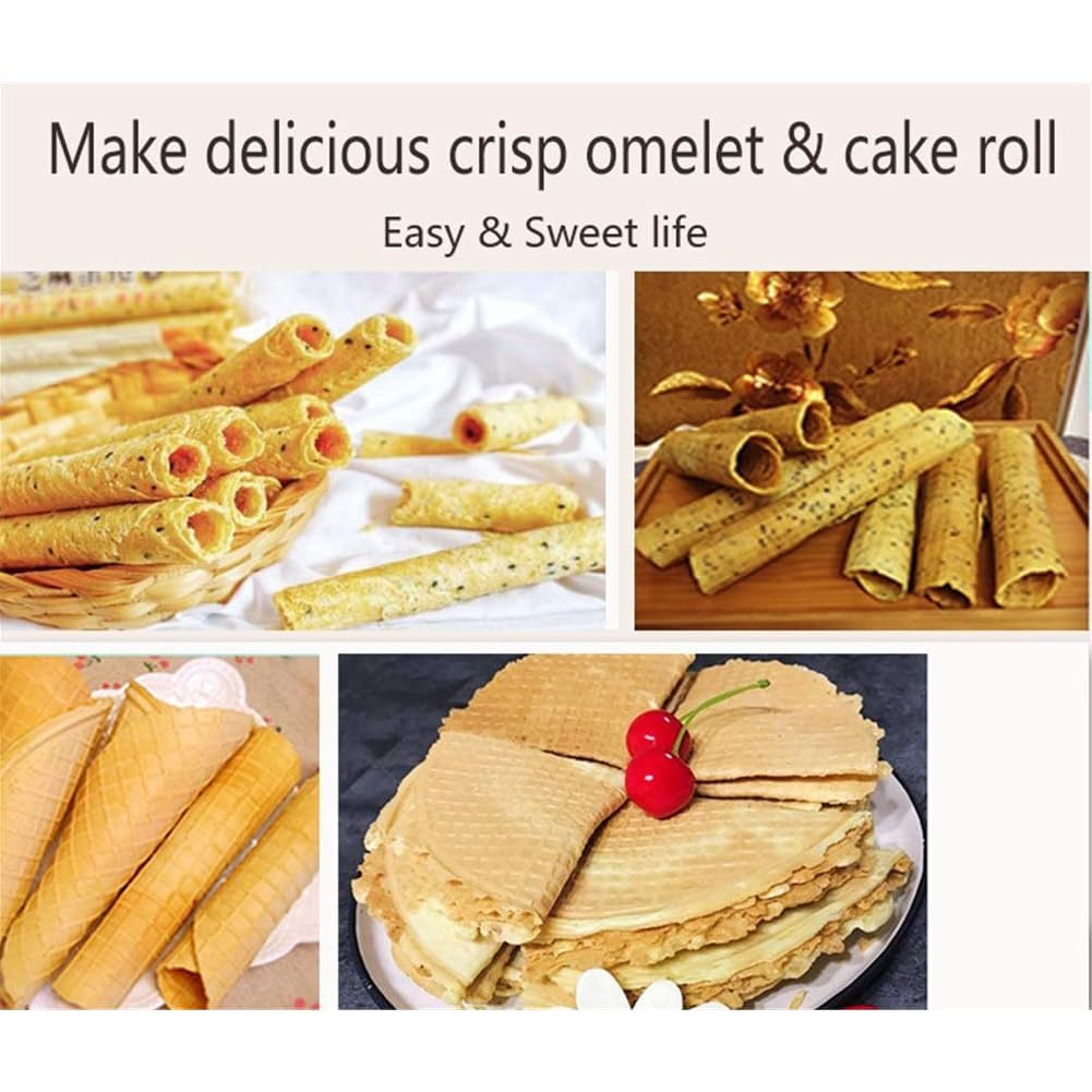 Maker di Cono di Waffle Elettrico - Riscaldamento a Doppia Faccia, 1000W, stampi antiaderenti in Acciaio Inossidabile da 7,5" - per Coni di Gelato, Dessert, panetteria Commerciale/casa