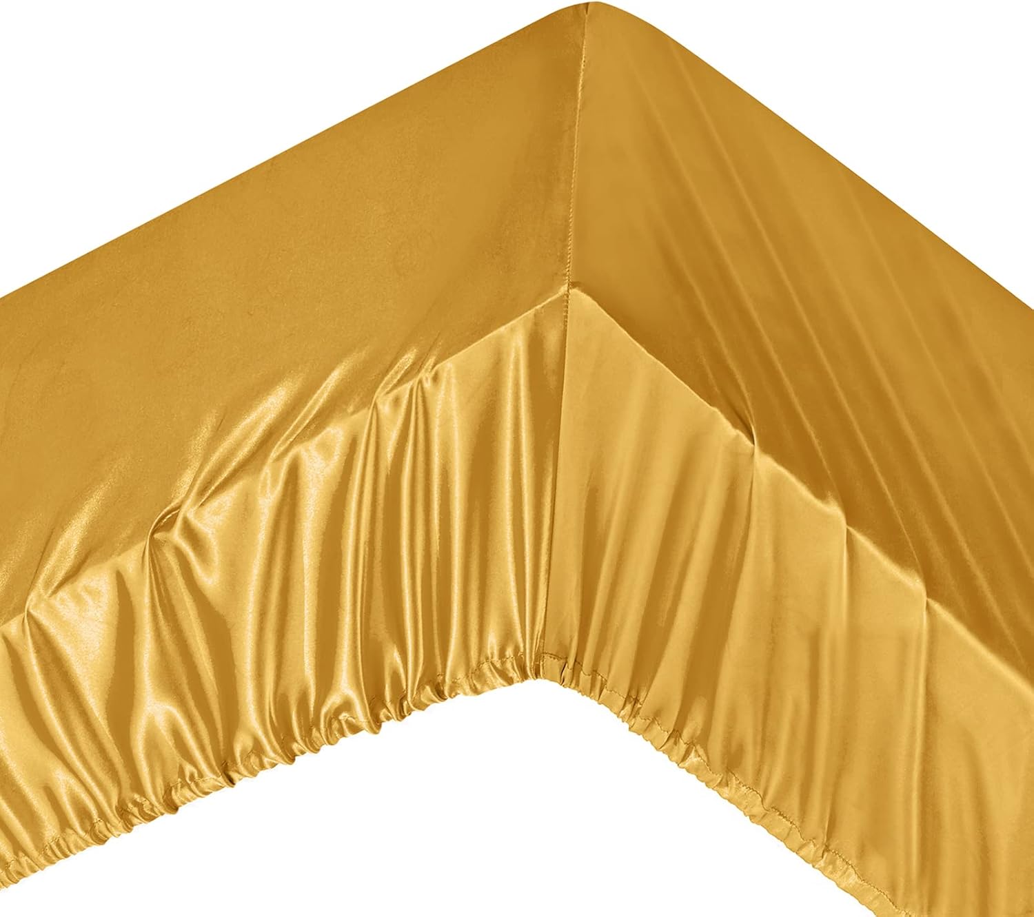 Ersmak 7 Pieces Satin Sheets Set King Size, Luxury Silky Gold Satin Bed Sheets Set with 1 Deep Pocket Fitted Sheet, 1 Soft Flat Sheet, 4 King Pillowcases and 1 Body Pillowcase