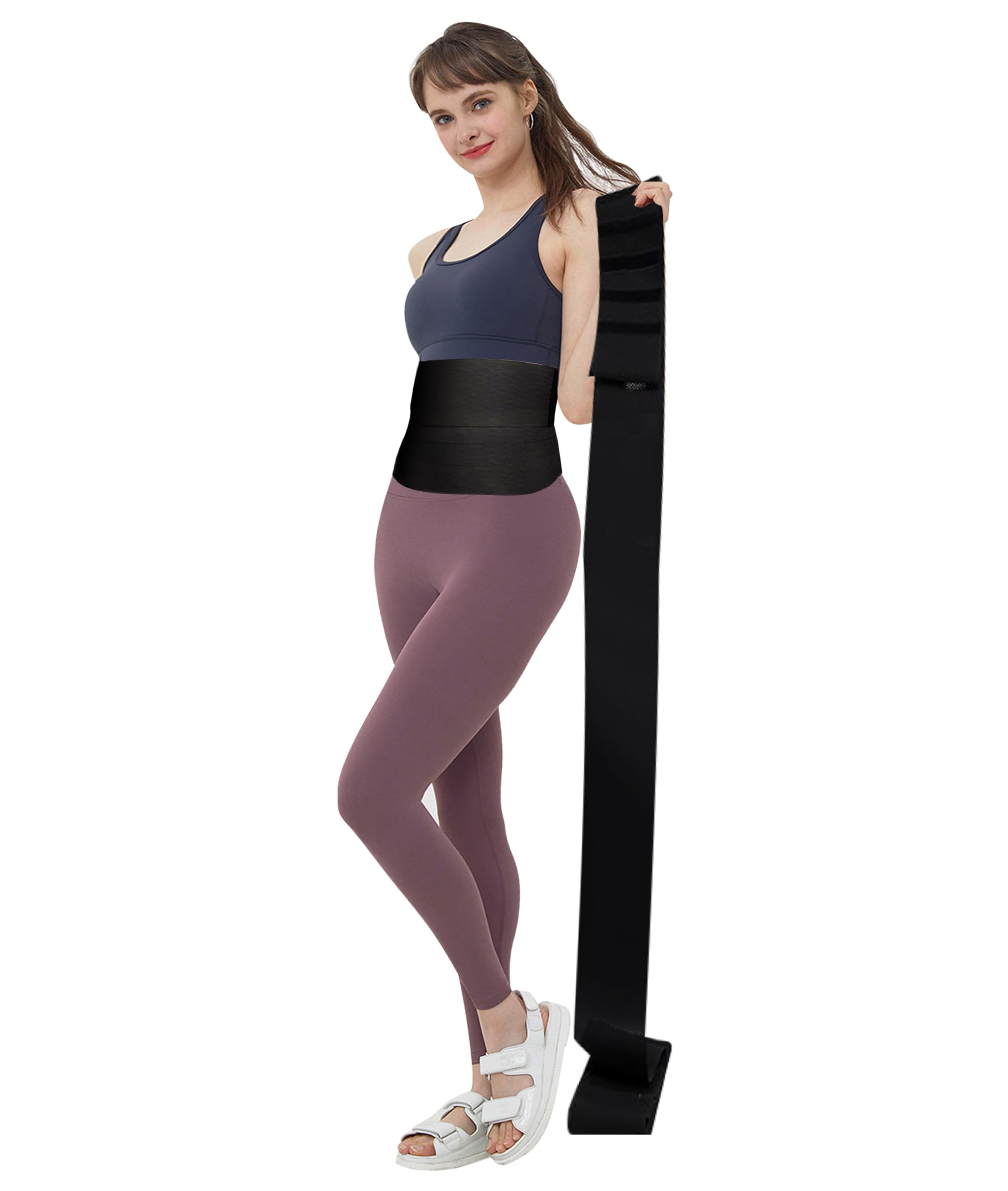 TRTYEF Waist Trimmer, 9.8ft Elastic Tummy Snatch Bandage Wraps Belly for Women and Men Waist Trainer Shaper Black