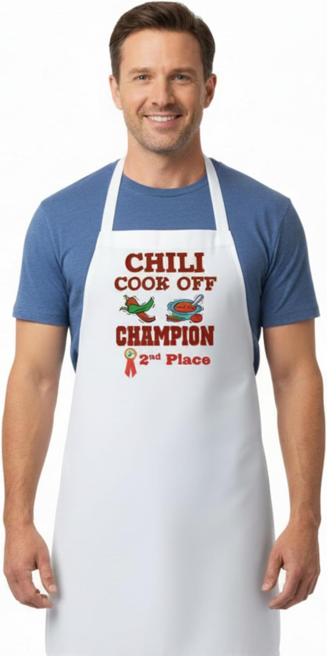 Chili Cook Off Champion Second Place Competition Prize, White Chef Apron Trophy, Cook Off Judges Award