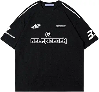 Aelfric Eden Mens Graphic Tees Vintage Racing Tees Oversized T Shirt Women Contrast Color Summer Tops