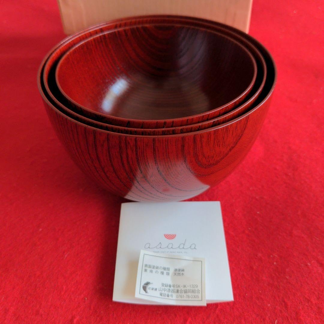 山中塗　うるしのあさだasada　大中小　お椀　ボウル　３個セット 山中塗 うるしのあさだasada 大中小 お椀 ボウル 3個セット