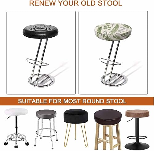 Miniatura 5 de Swono Funda de cojín acolchada para silla de bar redonda con tela elástica, funda de cojín redonda para asiento de silla, funda de terciopelo suave