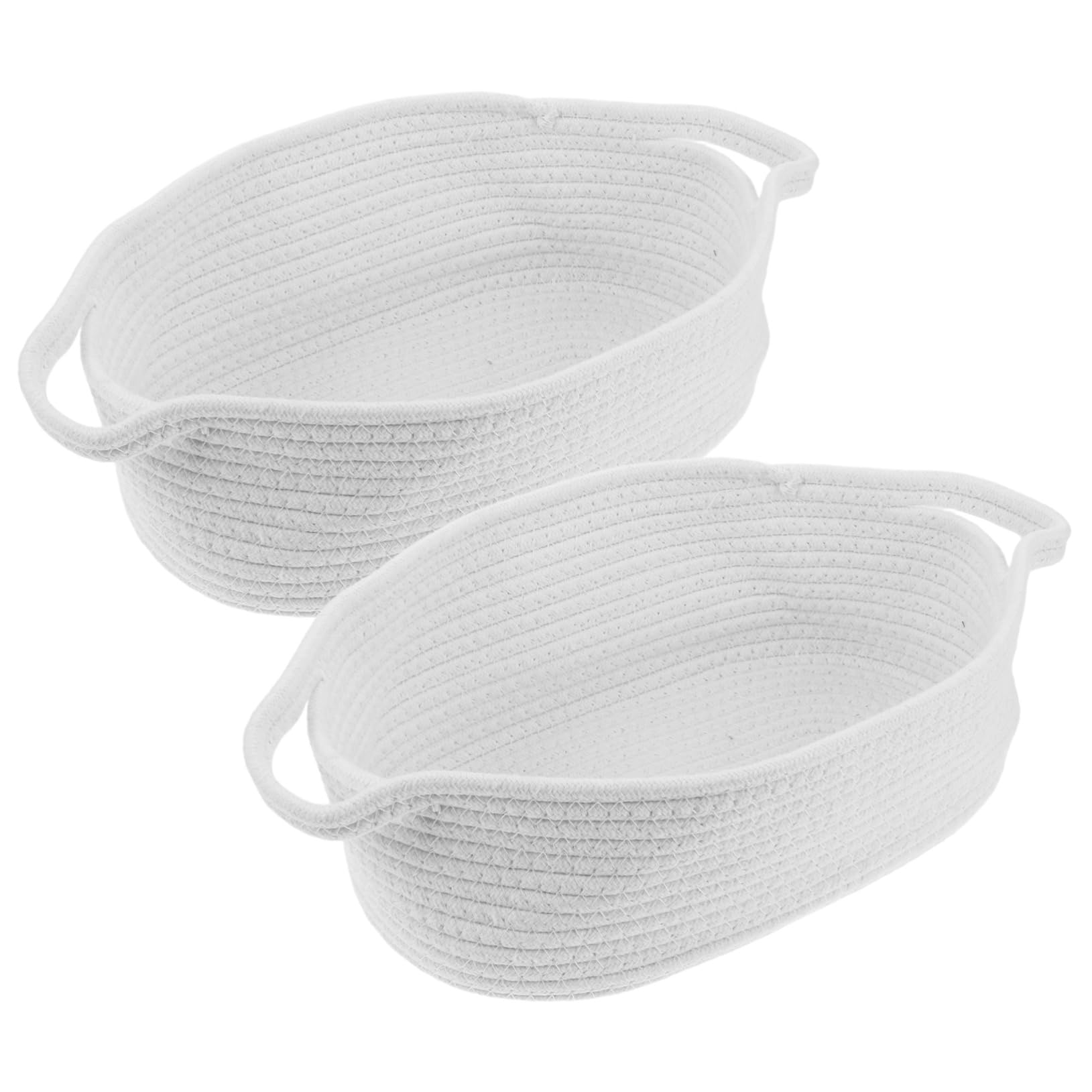 2piezas Cestas de Almacenamiento Pequeñas Tejidas con Asas de Cuerda de Algodón para Juguetes y Ropa Dormitorio Sala de Estar y Guardería