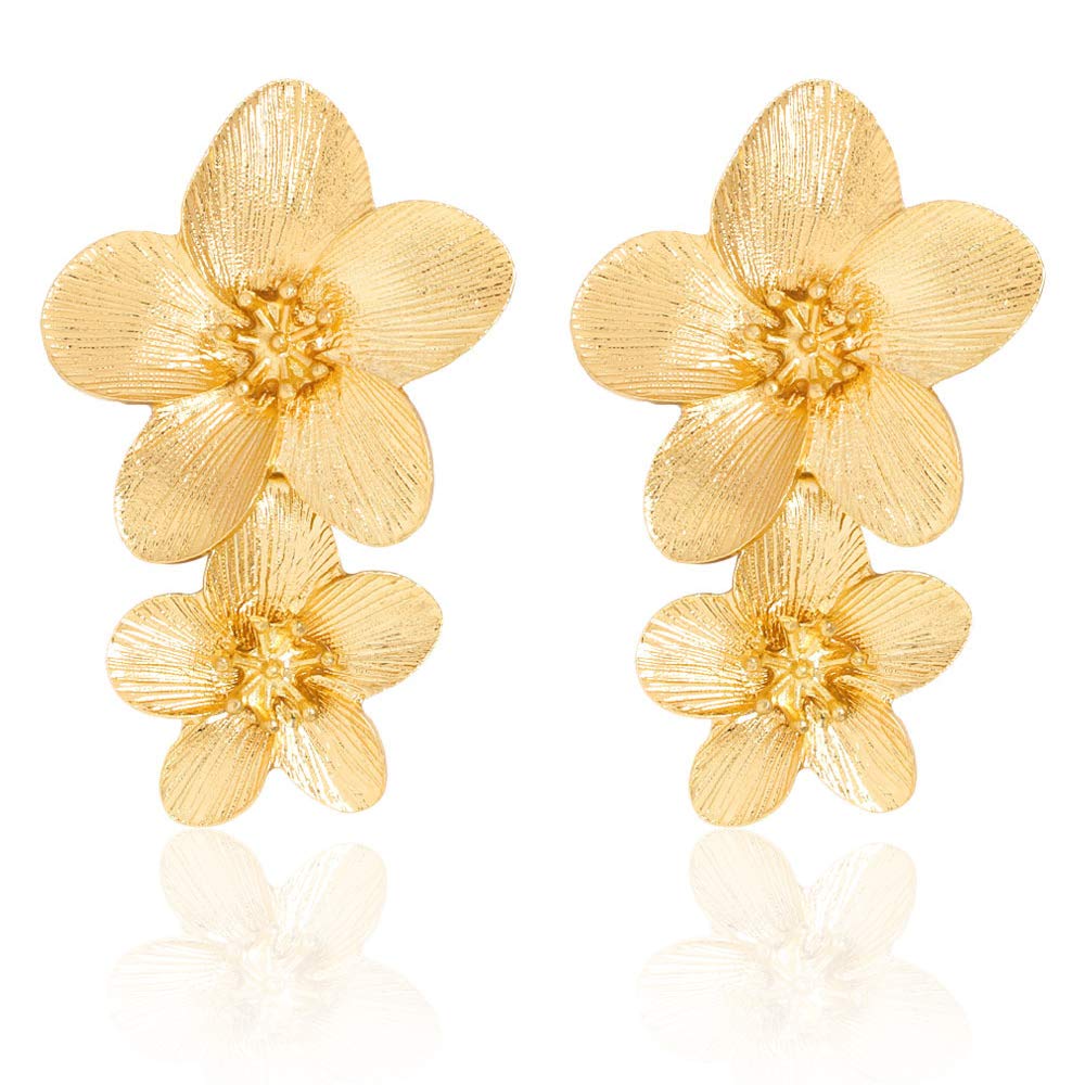 Large Flower Earrings for Women - Metal Flower Earrings, Chic Flower Statement Earrings, Great for Party, Wedding, Shopping, Dating