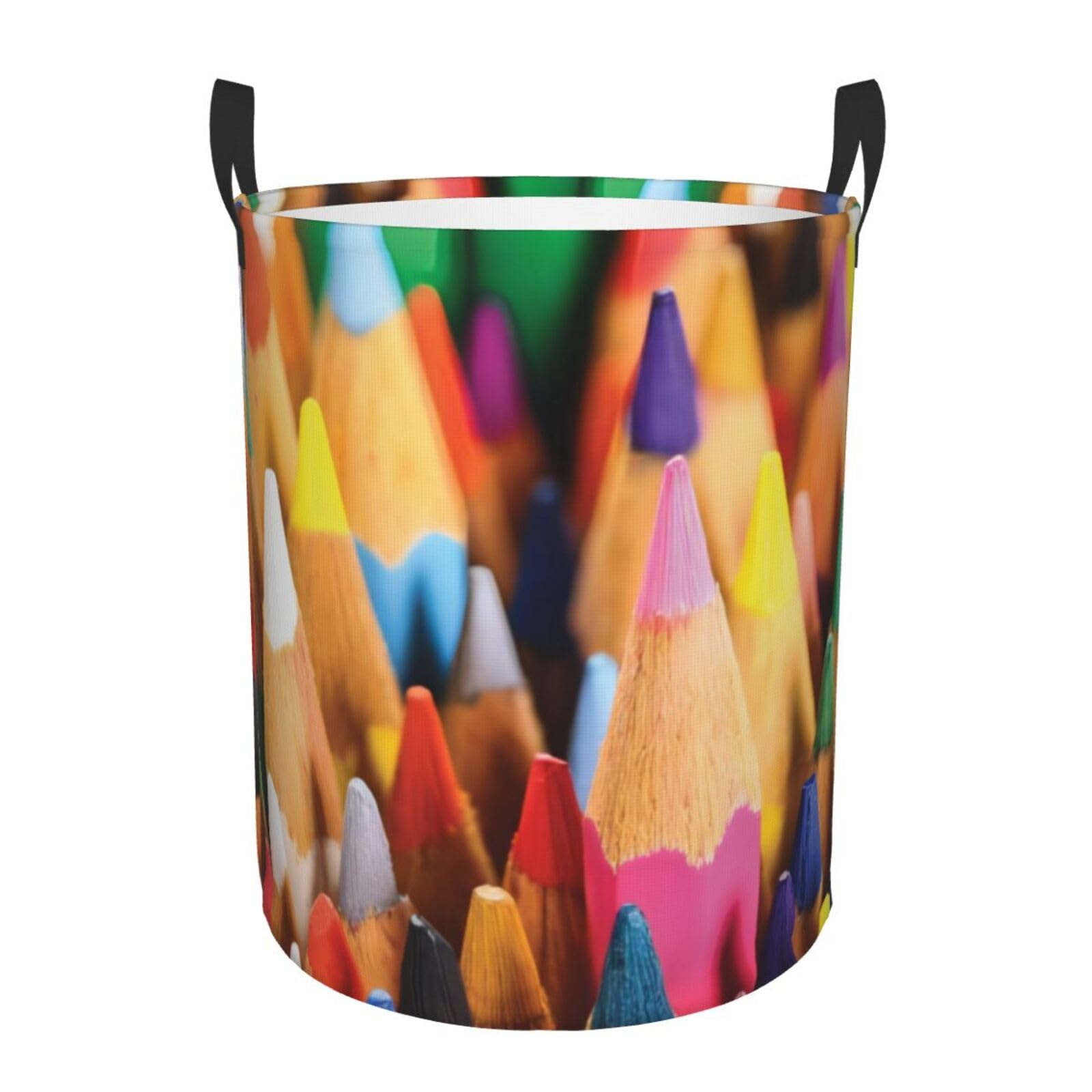 M Circular Hamper – Collapsible Crayons Print Laundry Basket