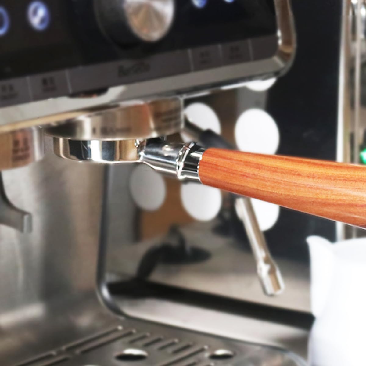 54mm Siebträger Bodenlos Für Breville Sage - Mit Puck Screen Massivholz Griff