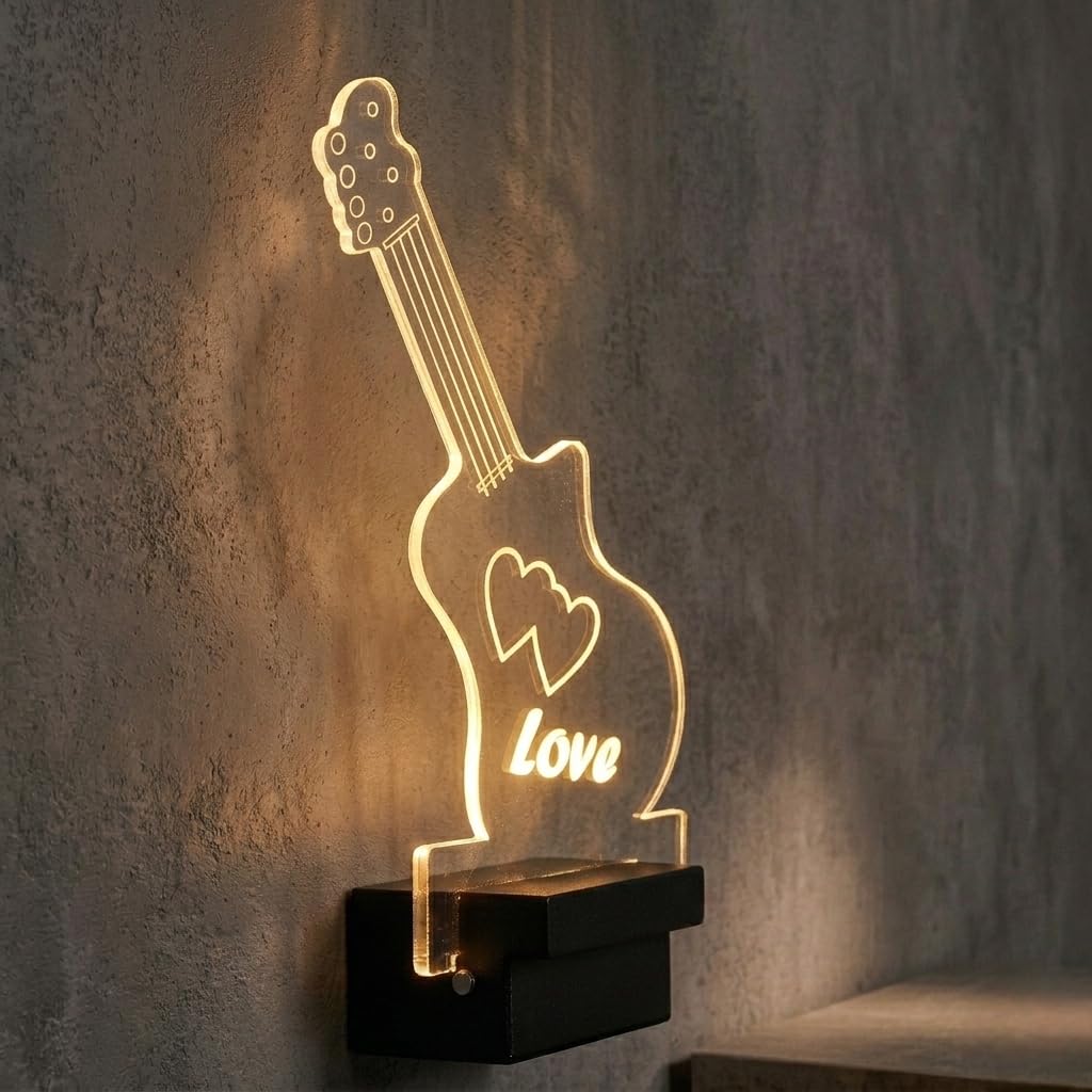 Groeien 15W | 3 Color Modern LED Acrylic Guitar Design Sconce Wall Light for Bedroom Living Room Corridor Lighting Fixtures Wall Mount(1, Guitar)-image-19