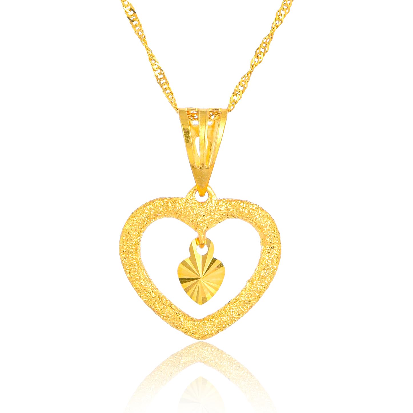 Bafleh JewelleryExquisite 22K Gold Heart Necklace