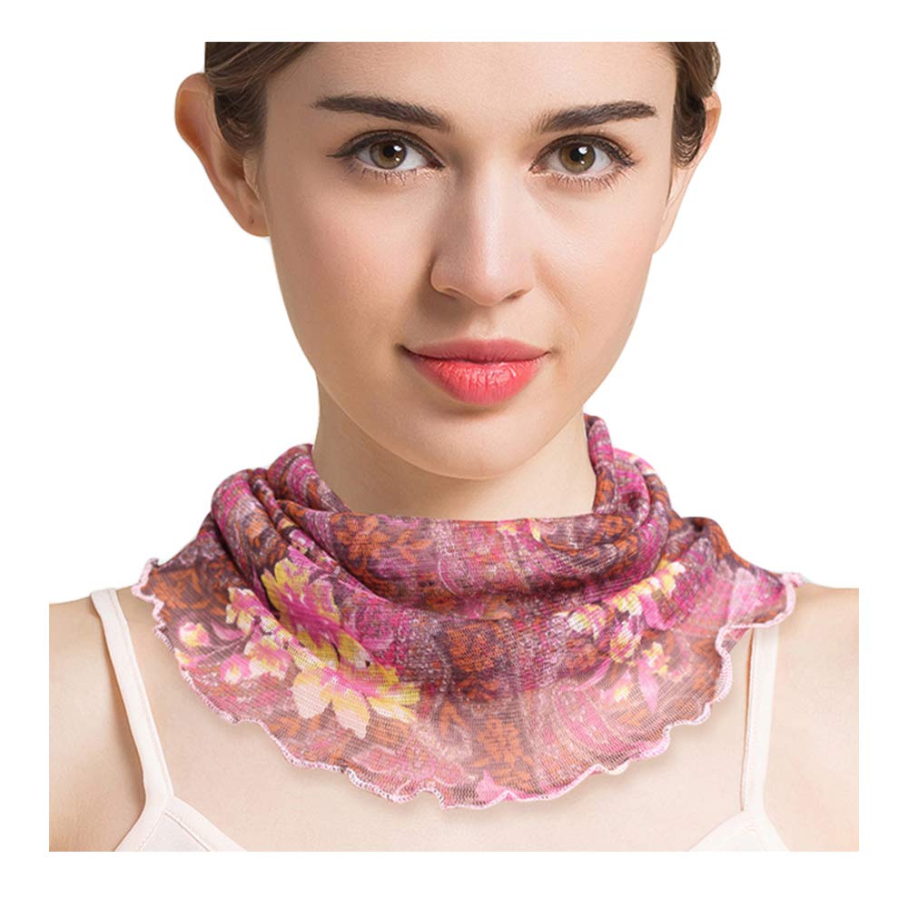 UK_Stone Women 100% Mulberry Silk Neck Warmer Faux Collar Neckerchief Neck Scarf Infinity Loop Scarf(#10)