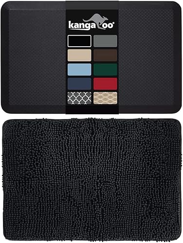 Kangaroo Tapete antifatiga y tapete de baño de chenilla, tamaño 32 x 20 pulgadas, almohadilla de espuma que alivia la presión, tamaño de la alfombra