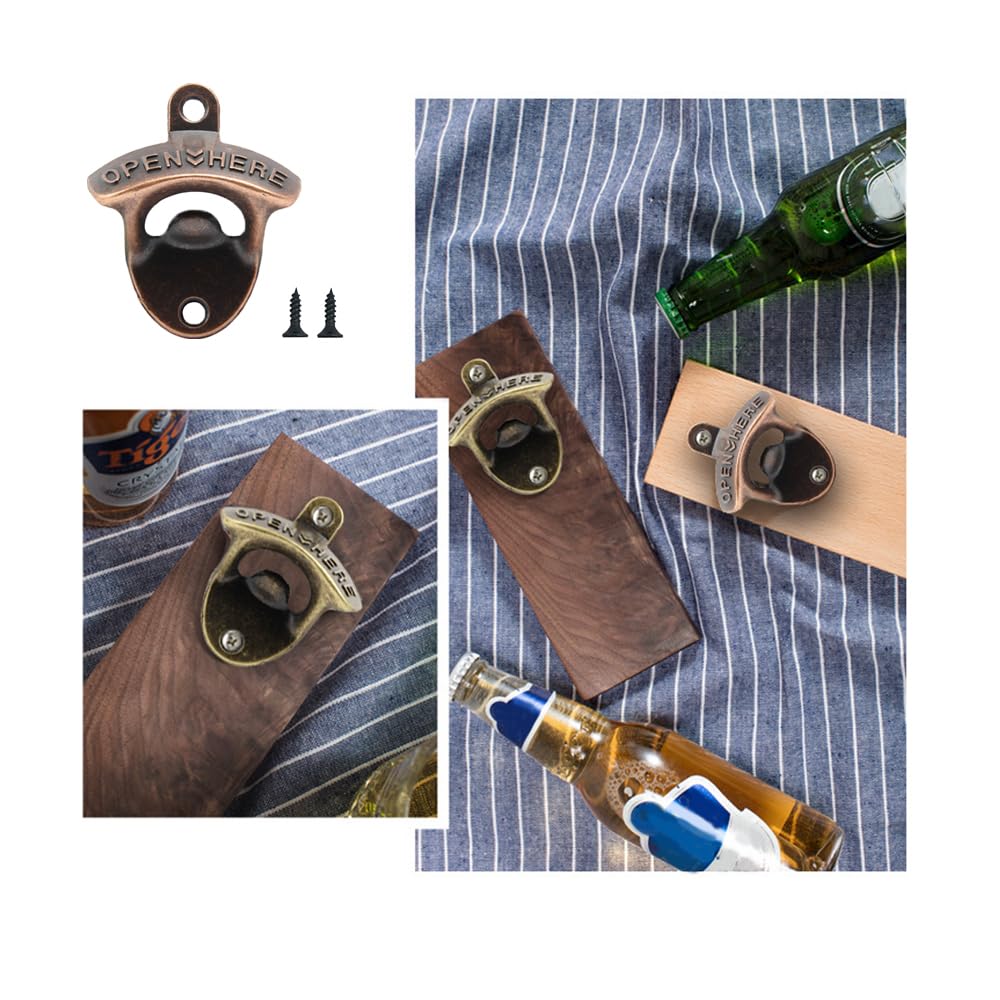 Timoston Ouvre-Bouteille Mural Open Here à Fixer Au Mur, Décapsuleur Mural Dans La Cuisine, Le Bar, La Salle De Jeux, La Maison De Club, Le Garage Ou Le Bateau - Argenté