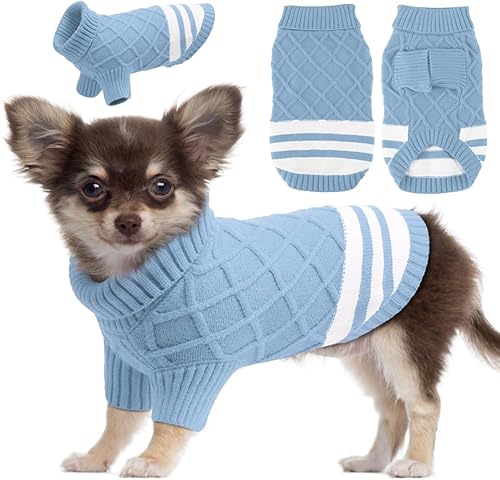 EMUST Suéteres para perros pequeños y medianos, suéter clásico de cuello alto para cachorros con manga, para otoño e invierno, cálido, acogedor,