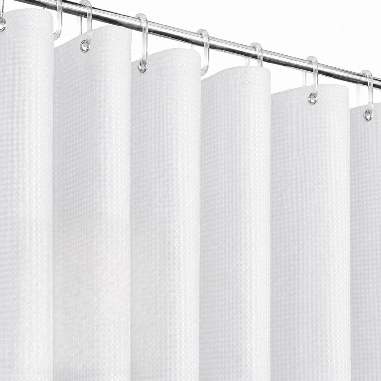 HOMETHREADS Embrace Luxury with Our 6-Feet Long Premium Polyester Shower Curtain with 12 Hooks for a Lavish Bathroom Ambiance | Stylish, Splendid, and Perfectly Sized (Grey_Leaf, 180x200cm) — Amazon image 6