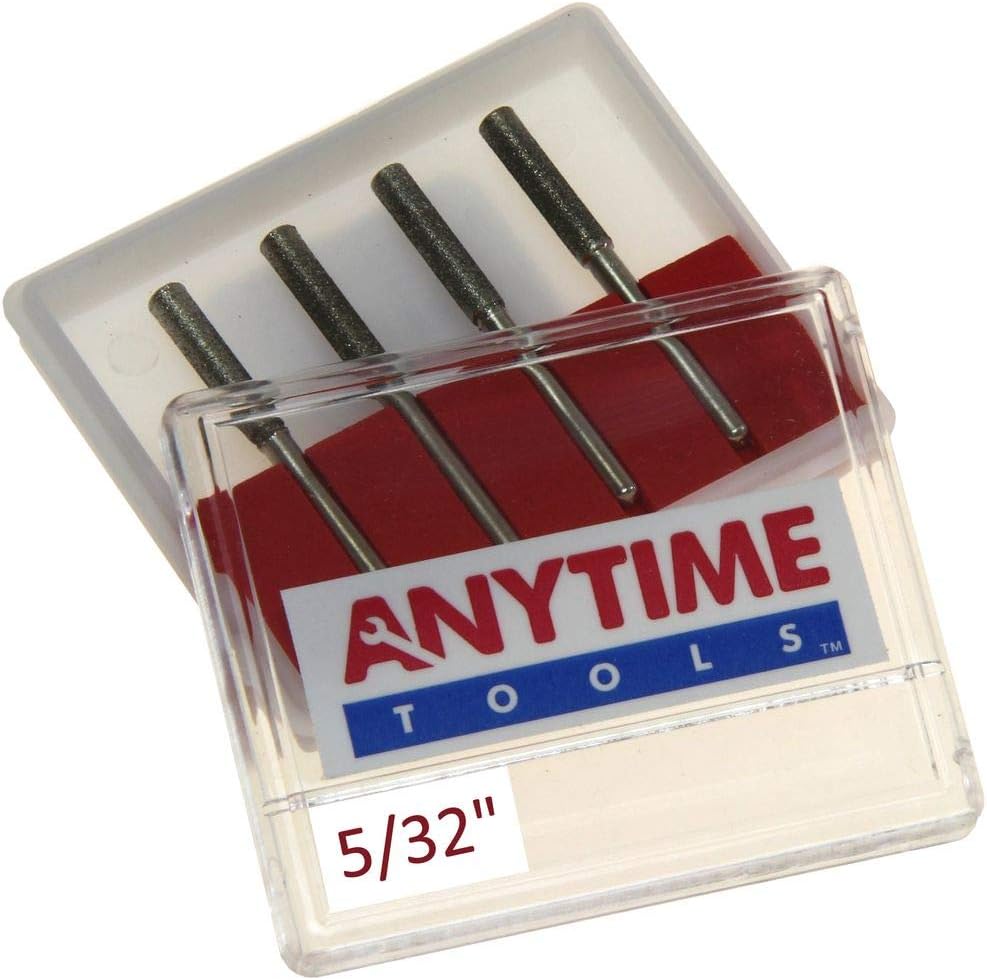 Anytime Tools 5/32" Diamond Chainsaw Sharpener Burr 1/8" Shank, 4 Pack