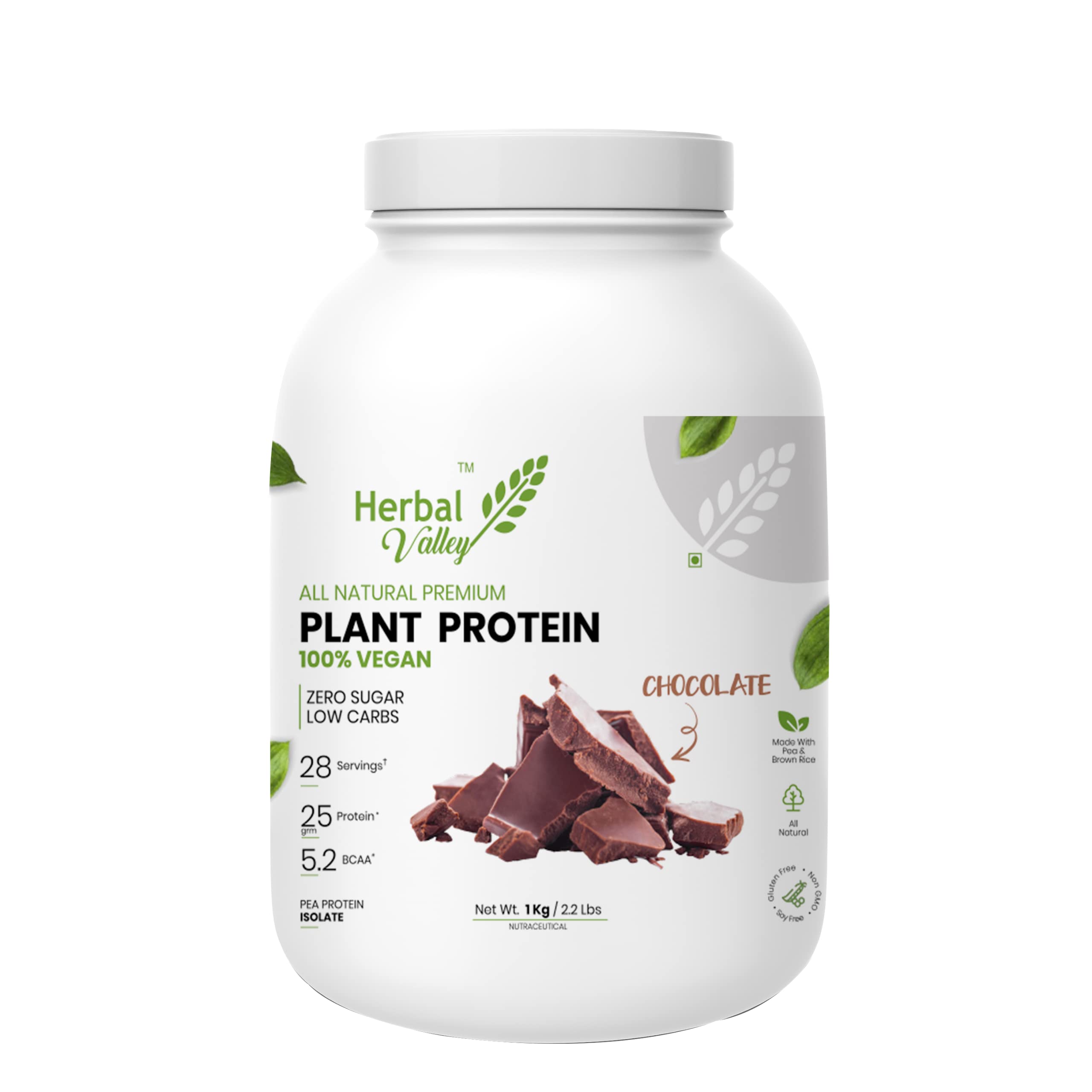 HerbalValley Vegan Plant Protein Powder | Pea Isolate and Brown Rice Protein (Chocolate Flavor) 1KG 28 Servings (B0915YDX2P) Amazon Price History, Amazon Price Tracker