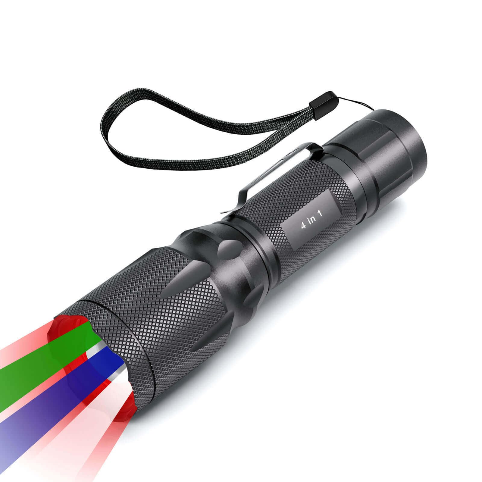 METII RGBW 4 Modes Flashlight, Red Green Blue White Light Options