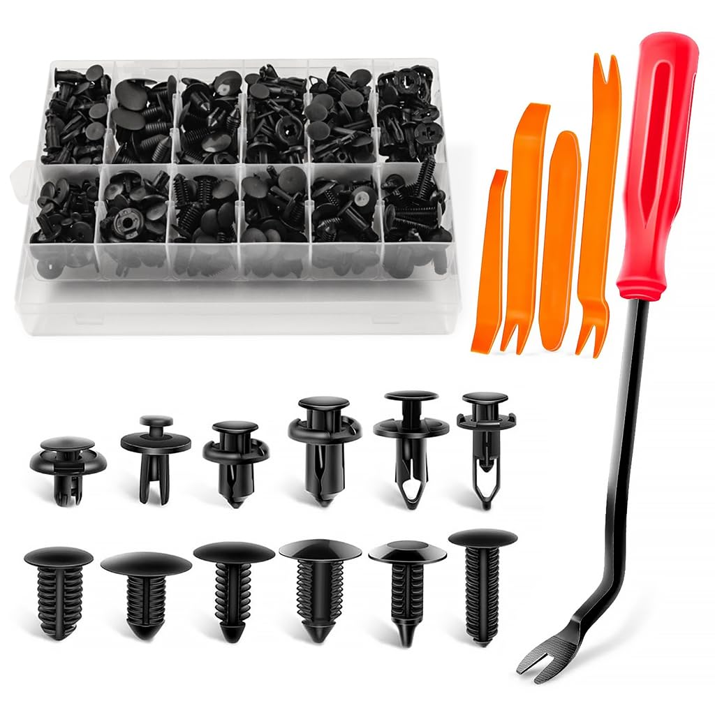 STHIRA® Trim Removal Tool, Car Door Plastic Trim Panel Clip Removal Tool, Bumper Retainer Clips Car Rivets Fasteners, Push Retainer Kit Assorted Size Auto Push Pin Rivets Set for Toyota GM Ford Honda