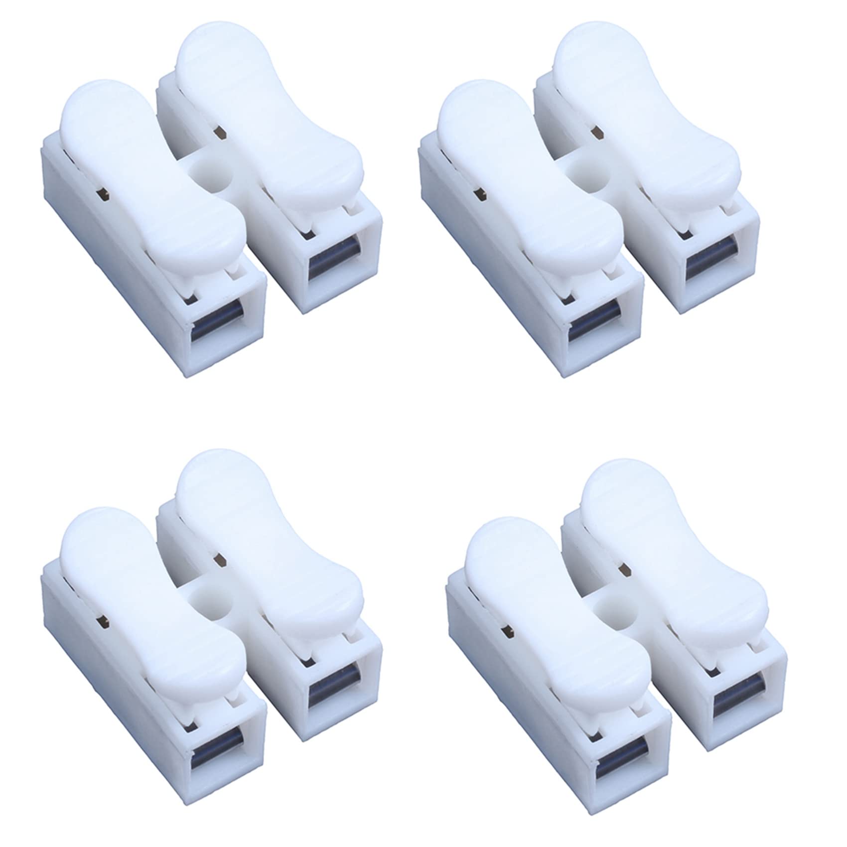 Jnchdghwa White 200Pcs Ch2 Spring Quick Wire Connector Cable Clamp Terminal Block Connector For Led Strip Light