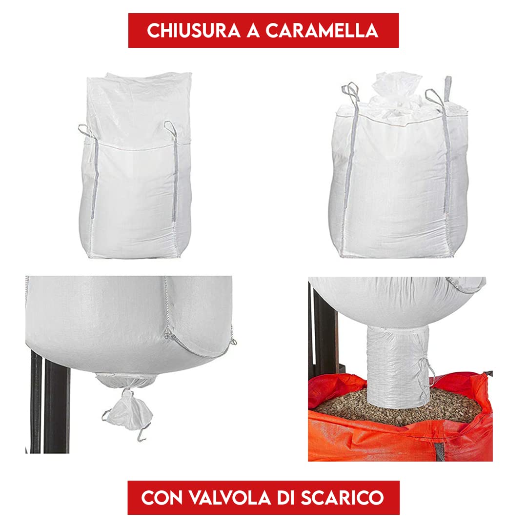 Viceree 10 Big Bags 90x90x140Cm Portata 1000Kg Sacchi per Trasportare Stoccare e Smaltimento Materiali Da Giardino Legna Sabbia Macerie Rifiuti Sacco In Tessuto Omologato Di Qualità Made In Italy