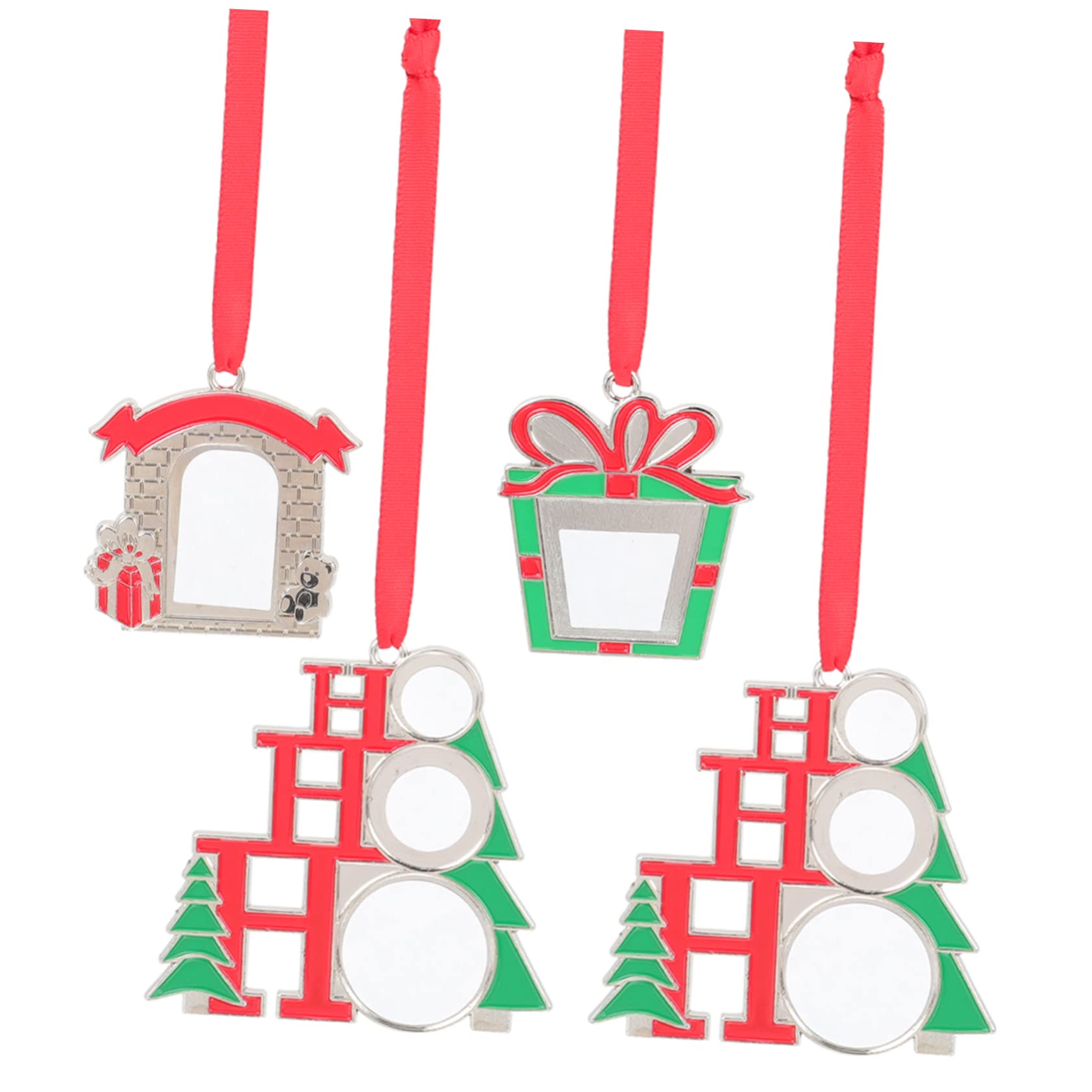 Zerodeko 4 Juegos Adornos para Arboles De Navidad Adornos Navideños Personalizados Colgantes Navideños Colgantes De Sublimación De Bricolaje Favores De Fiesta De Navidad Aleación 4 Uds * 4
